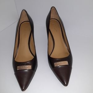 Coach Brown Zan Leather Heels Pumps Size 7.5
